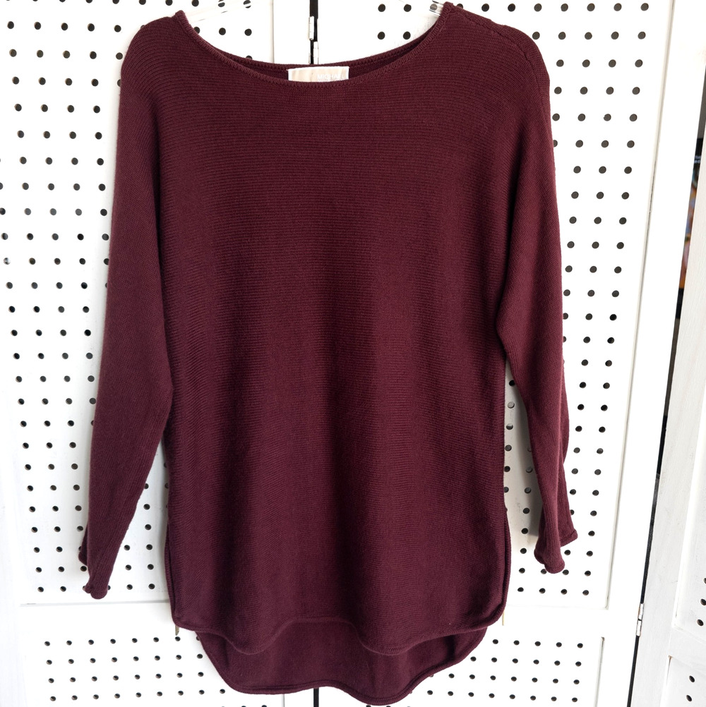 MICHAEL Michael Kors Maroon Burgundy Side Zip Sweater Womens SIZE M